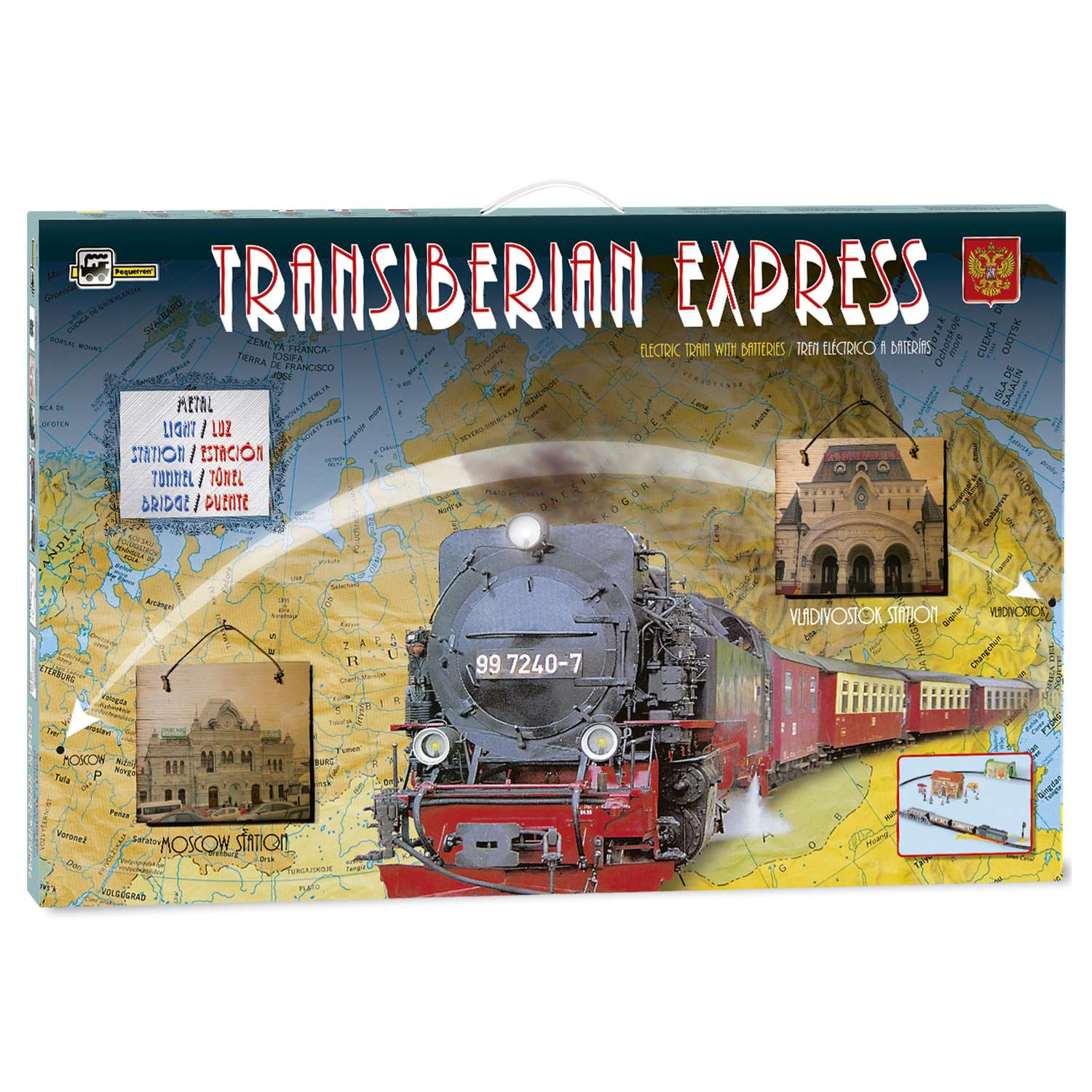 Транссибирский экспресс PEQUETREN (металл) со светом, станцией, мостом и туннелем 450 - фото 15