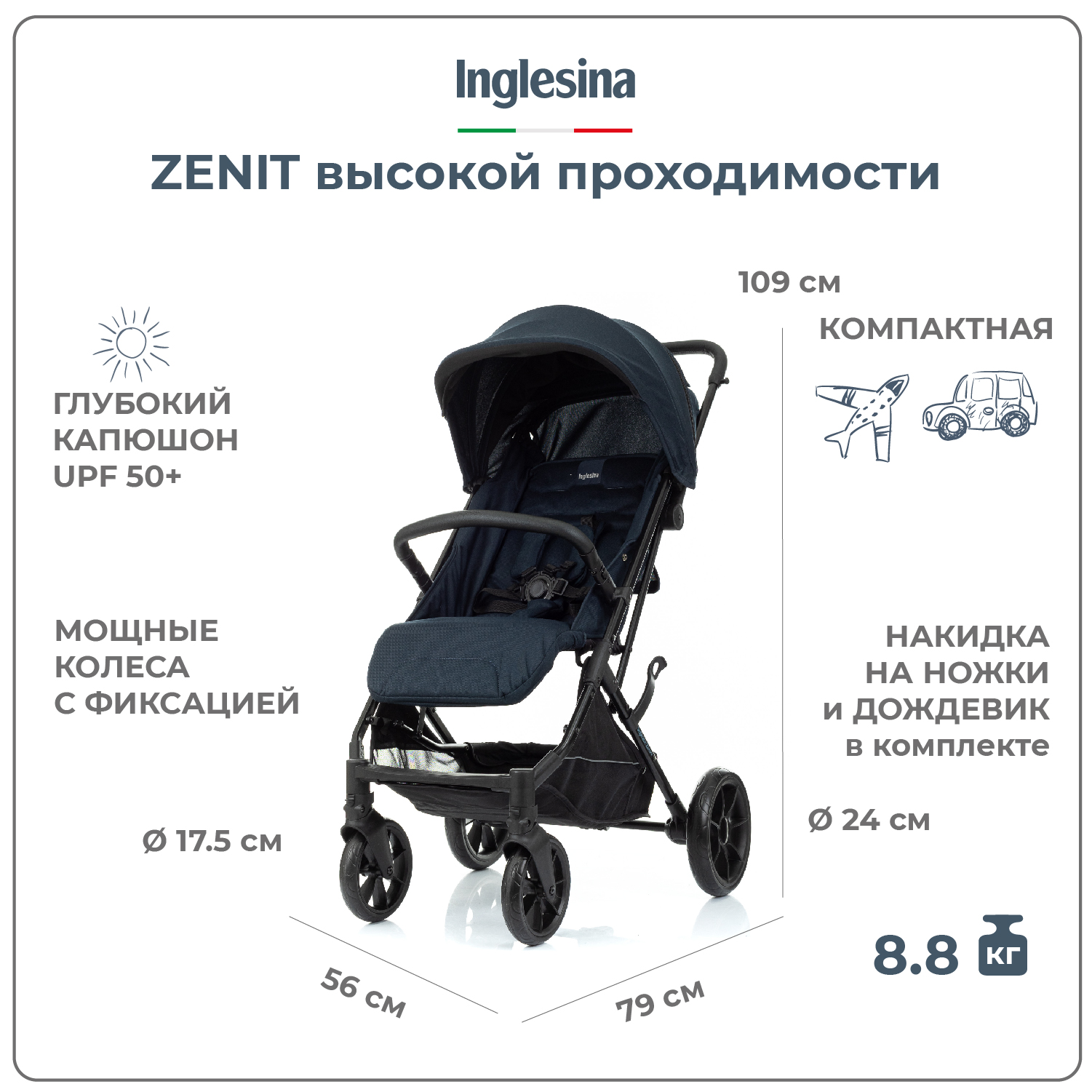 Прогулочная коляска Inglesina Zenit Navy - фото 2