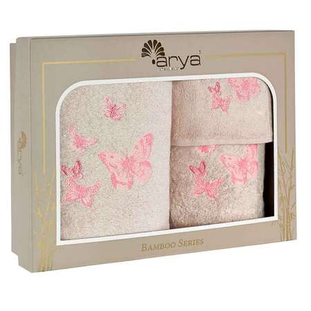 Набор Полотенец с вышивкой Arya Home Collection Из бамбука 30x50-50x90-70x140 3 шт Papillon