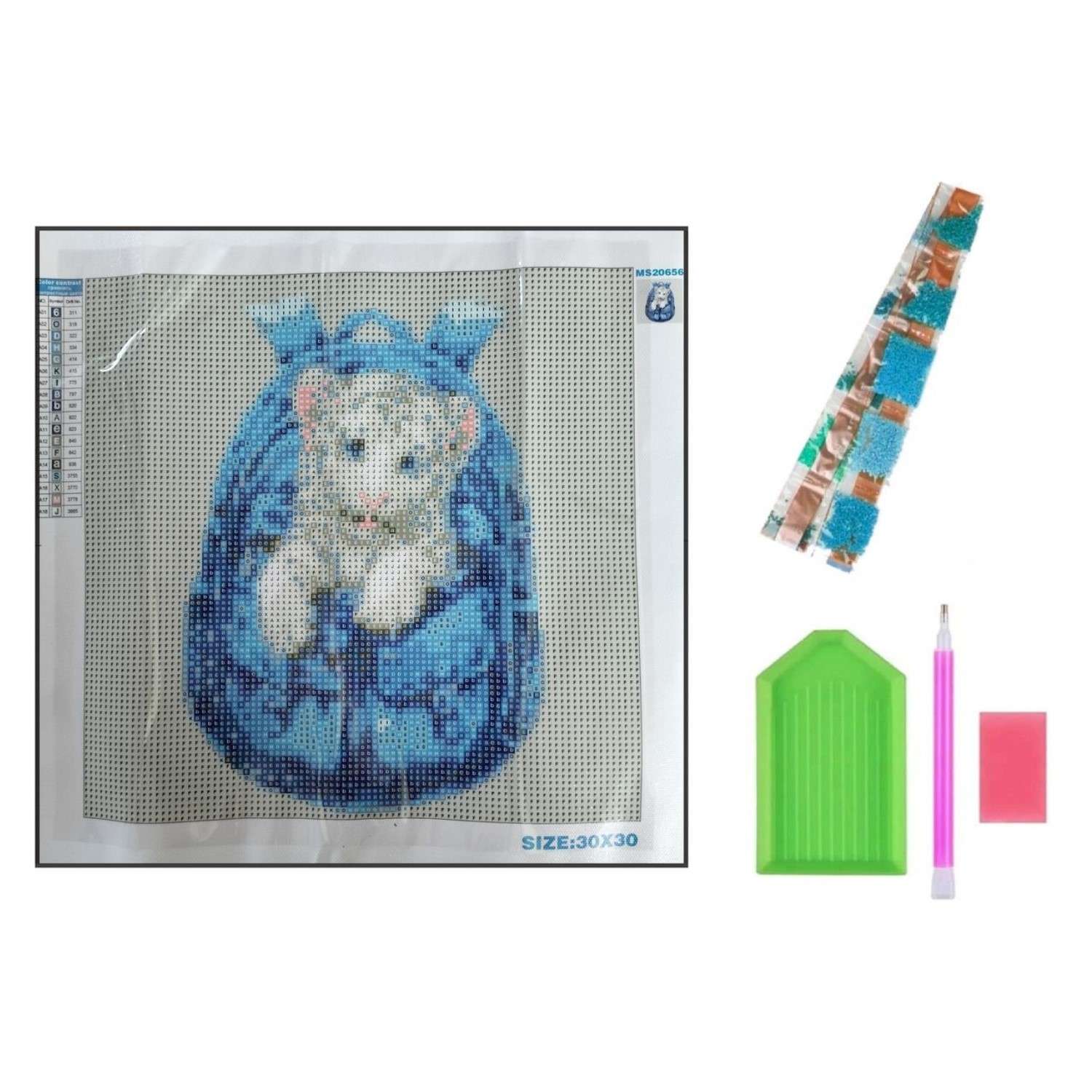 Алмазная мозаика Seichi Тигрёнок в рюкзаке 30х30 см - фото 4