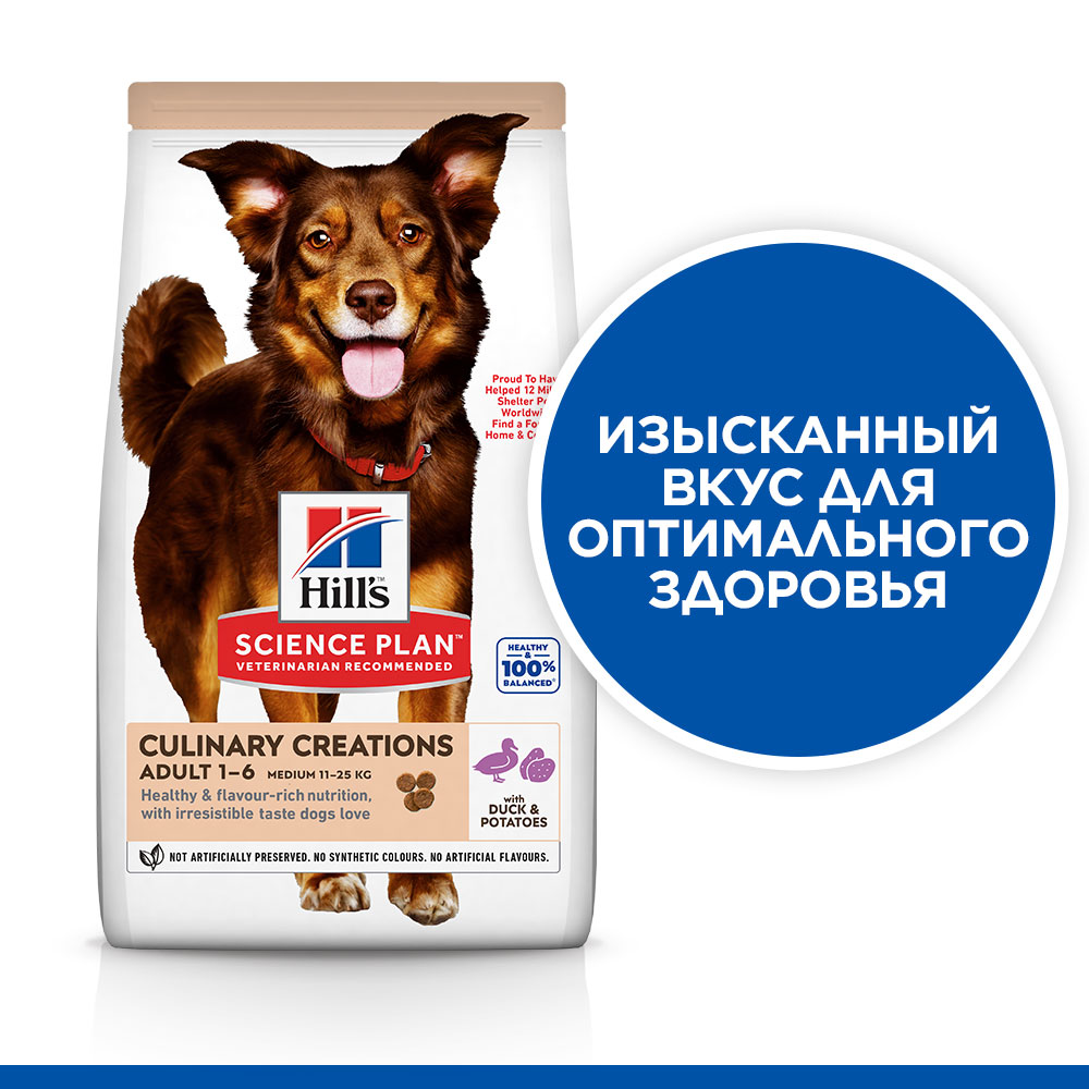 Корм для собак Hills 12кг Science Plan Culinary Creations средних пород для поддержания иммунитета с уткой и картофелем - фото 2