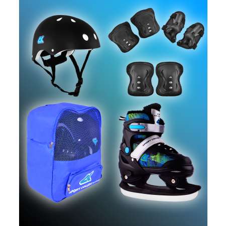 Набор коньки раздвижные Sport Collection с защитой и шлемом в рюкзаке SET Rapid green XS 25-28