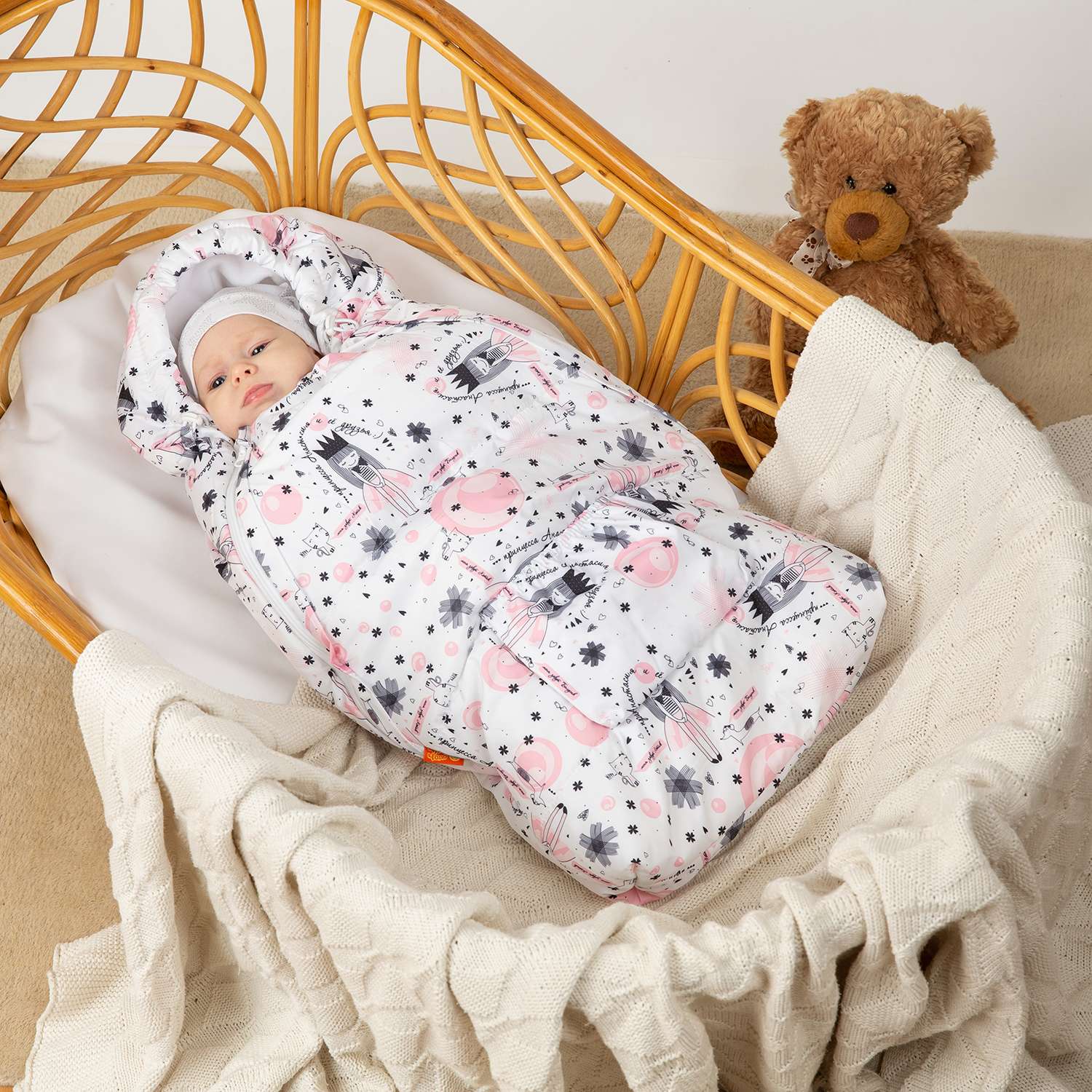 Конверт на выписку Чудо-Чадо для новорожденного теплый флисовый «Chicky» белый - фото 2