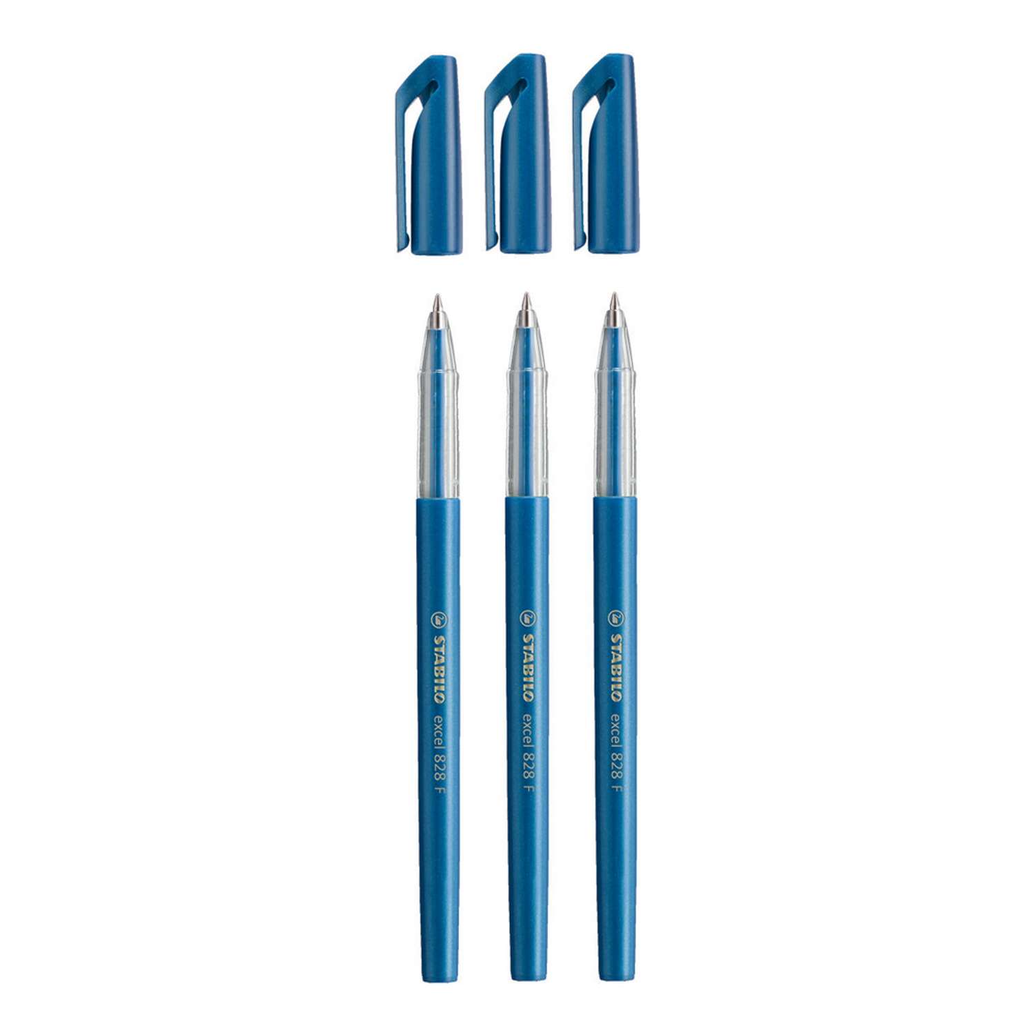 Ручка шариковая STABILO excel 828 3 штуки 0.38мм синие масляные чернила 828/41-3B - фото 1