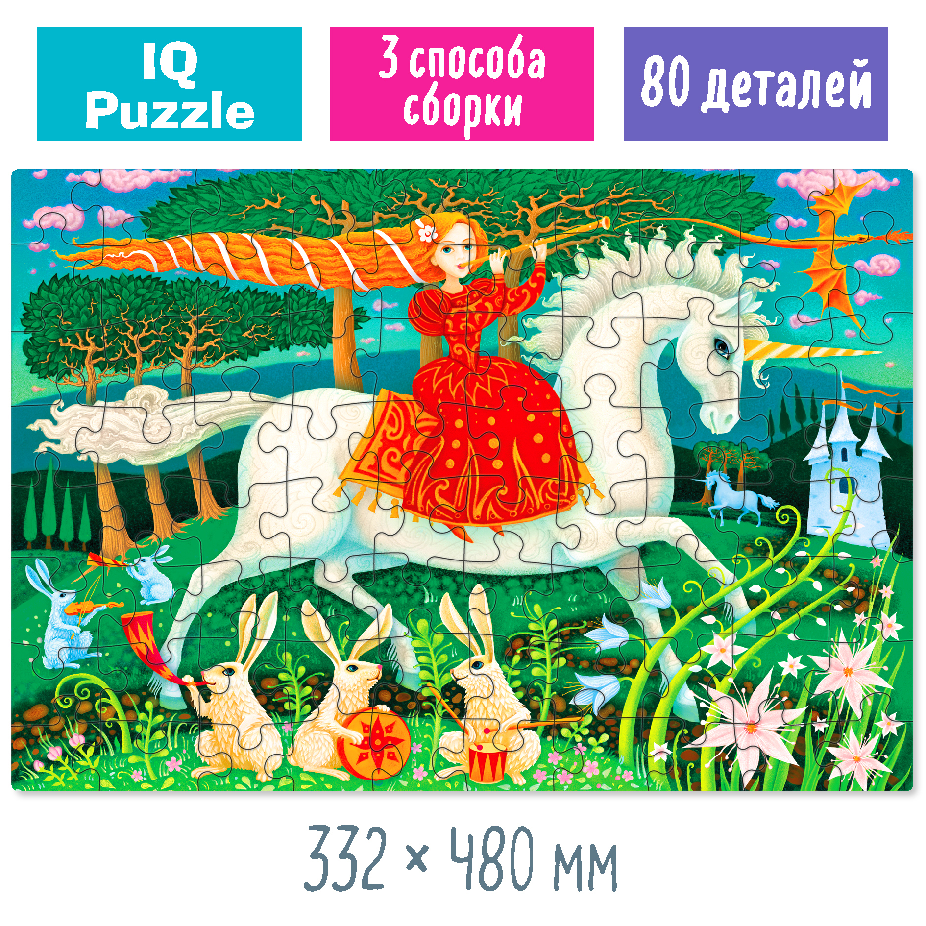 IQ Пазл АЙРИС ПРЕСС с отличиями для детей Сказочная принцесса 80 элементов 5+ - фото 3