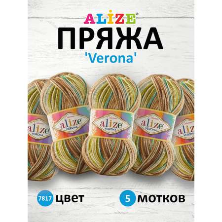 Пряжа для вязания Alize verona 100 гр 210 м демисезонная мягкая aкрил цвет 7817 5 мотков