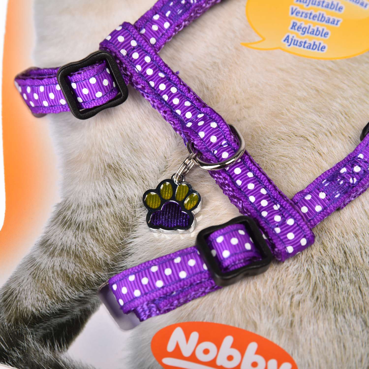 Шлейка для кошек Nobby Фиолетовый горошек 78009-38 - фото 5