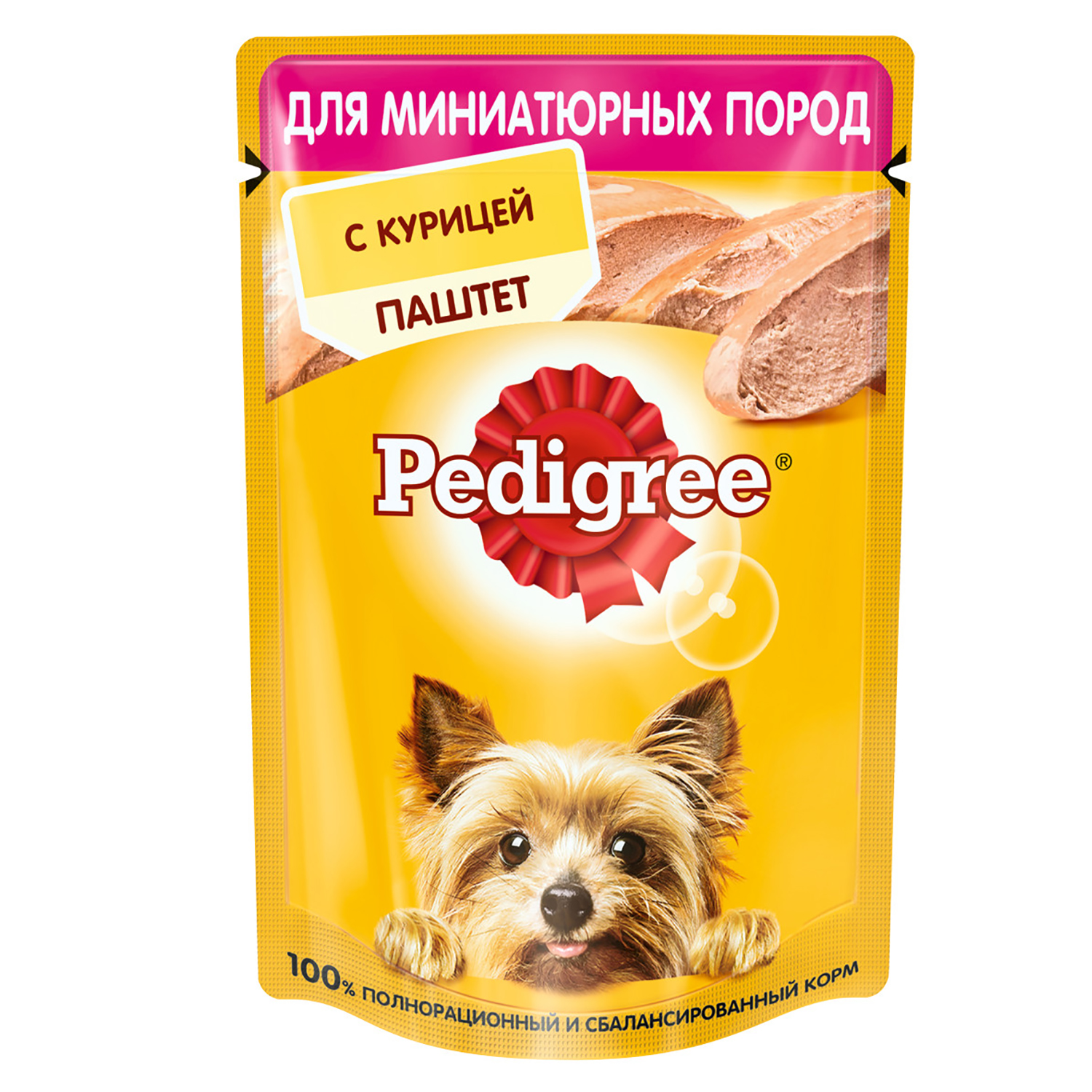 Корм для собак миниатюрных пород паштет Pedigree с курицей, 80 г