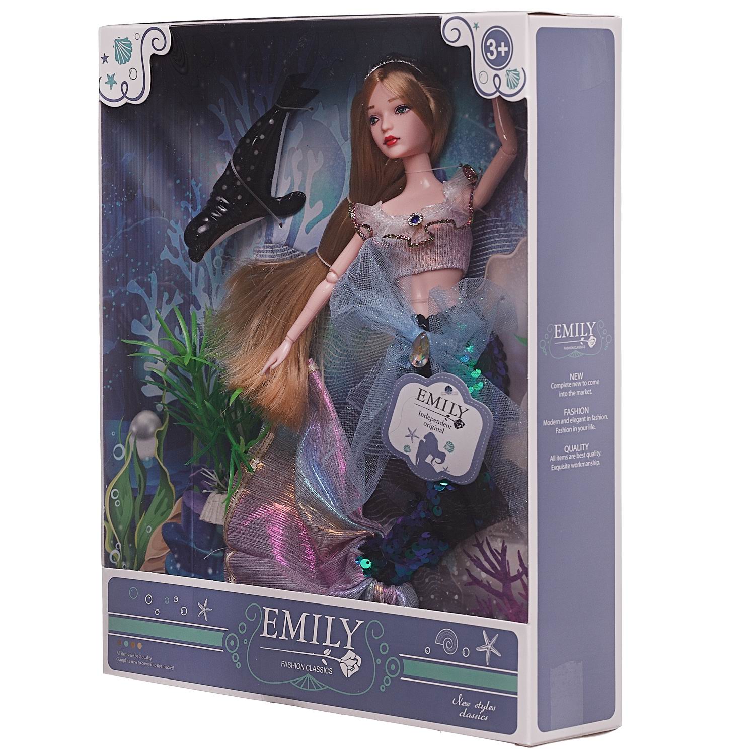 Кукла Abtoys Emily Русалочка топ и зеленый хвост аксессуары 30см WJ-12679 - фото 5