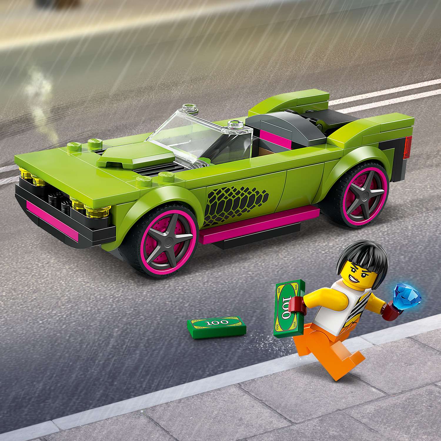 Конструктор LEGO City Погоня на полицейской машине и Маслкаре 60415 - фото 9