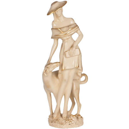 Статуэтка BOGACHO Девушка с собакой кремовый