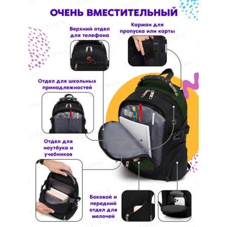 Рюкзак школьный LUXMAN для начальной школы зеленый