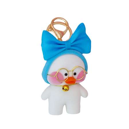 Брелок Михи-Михи Lalafanfan Duck голубой бант на голову белая