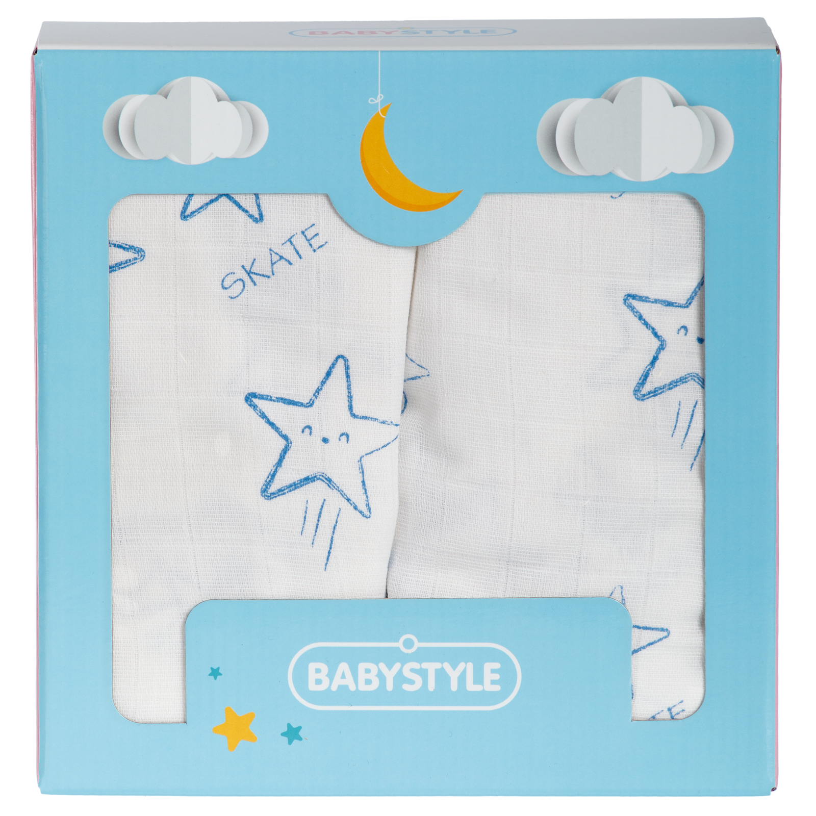 Пеленки муслиновые BABY STYLE 115*115 Звездочка голубой 2 шт - фото 3