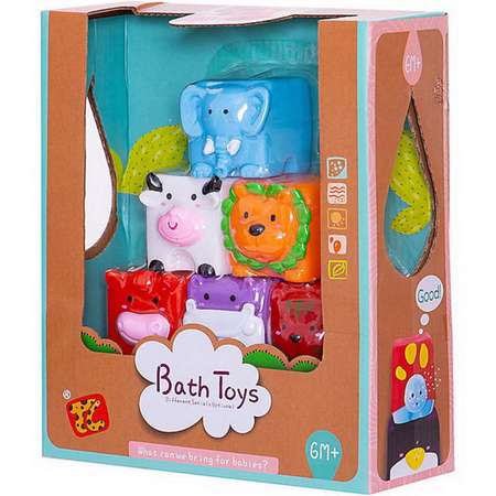 Набор игрушек для ванной Junfa Кубики мягкие Мои любимые животные