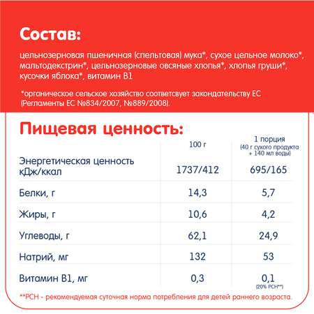 Каша Fleur Alpine пшенично-овсяная груша-яблоко 200г с10месяцев