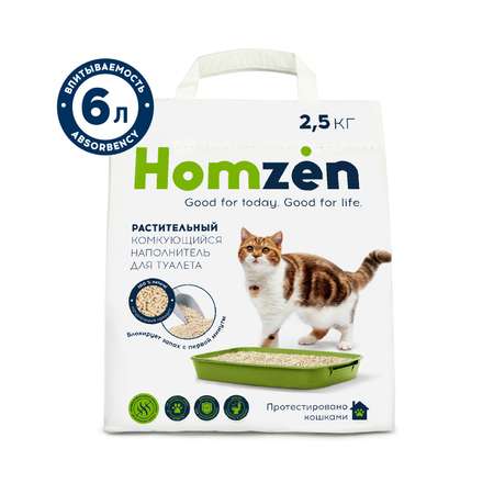 Наполнитель для кошачьего туалета Homzen комкующийся растительный 2.5кг