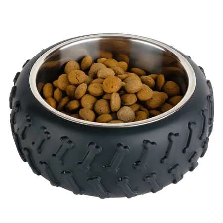 Миска для собак Stefan с силиконовым основанием в форме колеса размер L 700 мл черная