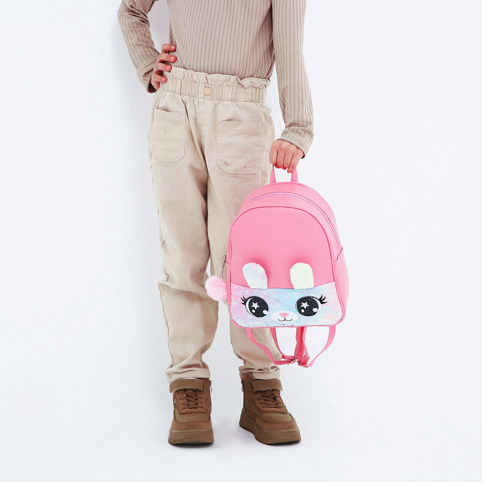 Рюкзак NAZAMOK из искусственной кожи детский «Зайка» с карманом из плюша 27 х 23 х 10 см - фото 9