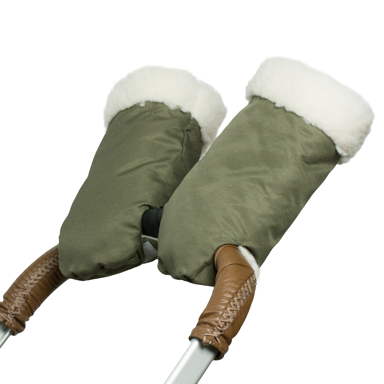 Муфта-рукавички для коляски Чудо-чадо меховая Прайм оливковая МРМ01-001 - фото 4