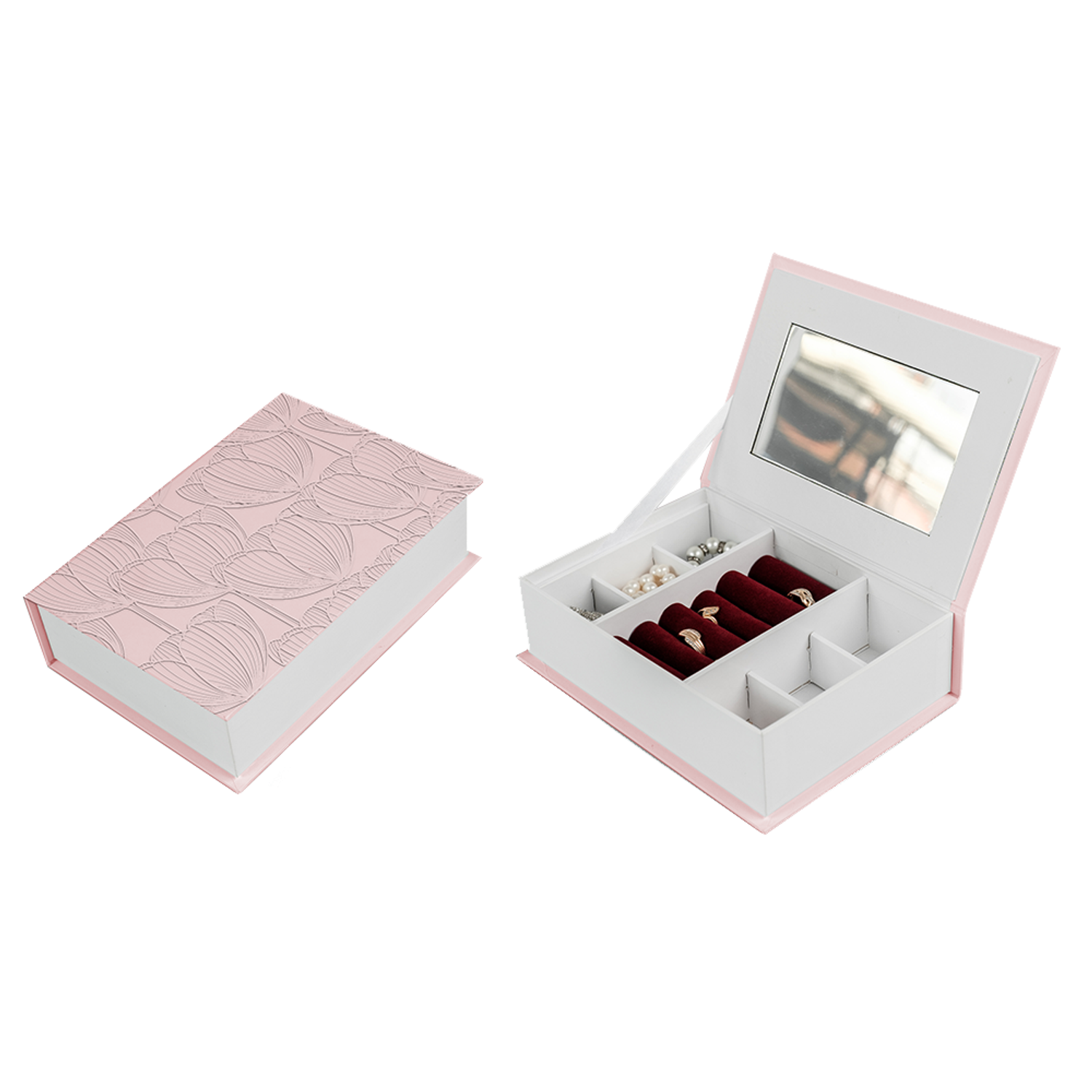 Шкатулка для украшений Cartonnage средняя 20.5x14.5x7.5 см Тюльпаны розовый - фото 1