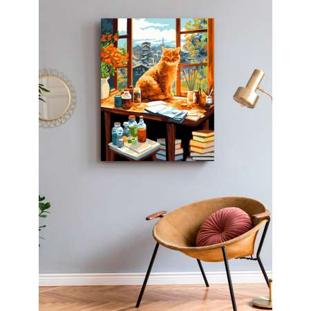 Картина по номерам Art on Canvas холст на деревянном подрамнике 40х50 см Кот-художник
