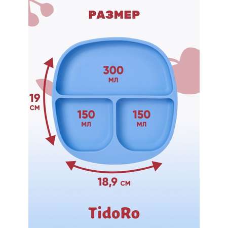 Силиконовая секционная тарелка TidoRo темно-синий