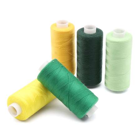 Набор ниток Bestex для шитья трикотажа ткани легкой и средней плотности 40/2 Желто - зеленые 400 ярд 10 шт