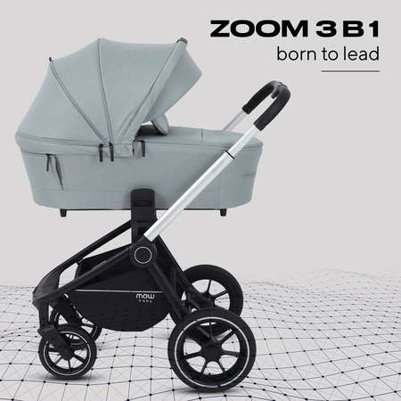 Коляска детская универсальная MOWbaby ZOOM PU 3в1 RA087 Silver Green Tea