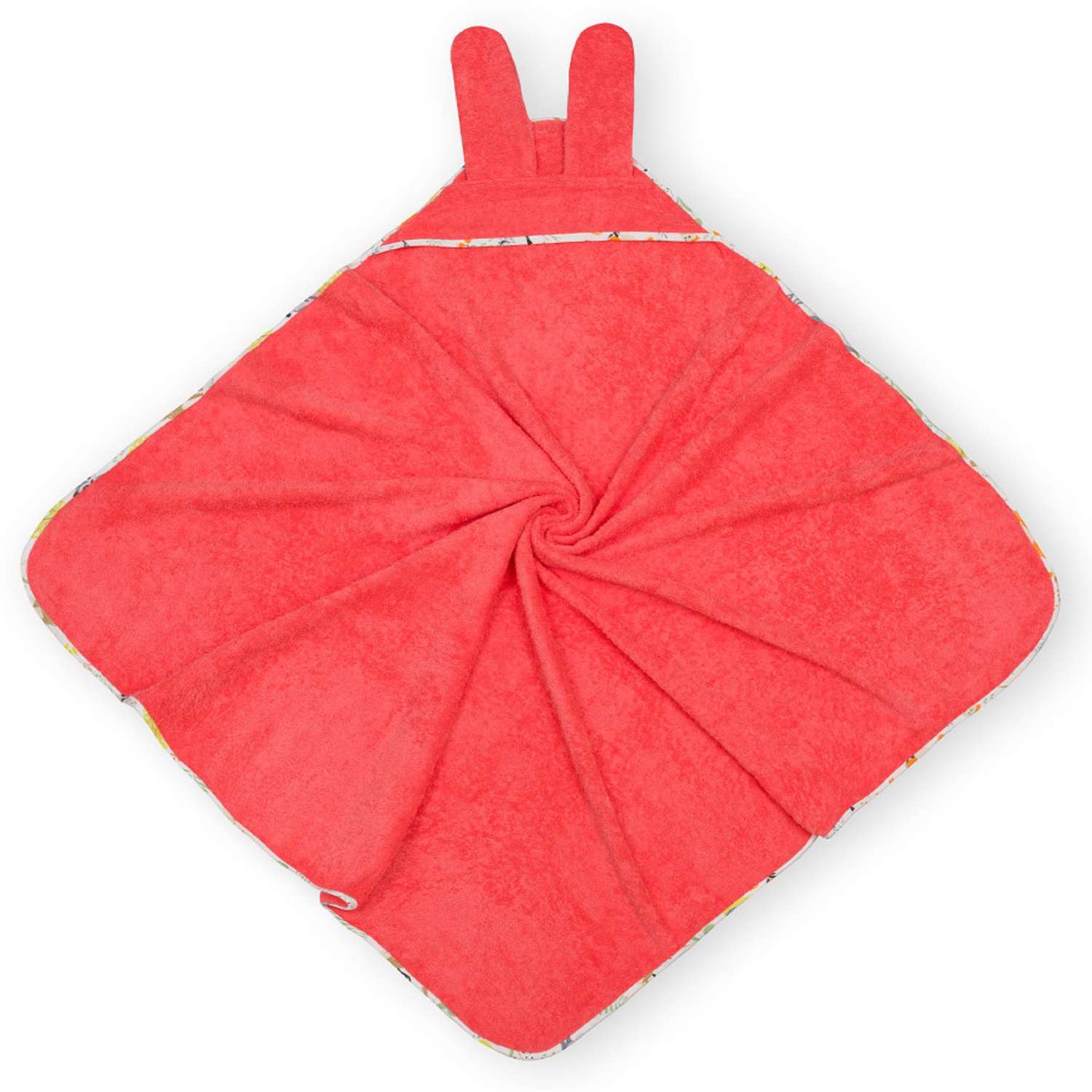 Полотенце с капюшоном BIO-TEXTILES махровое Лапушка цвет коралловый - фото 1