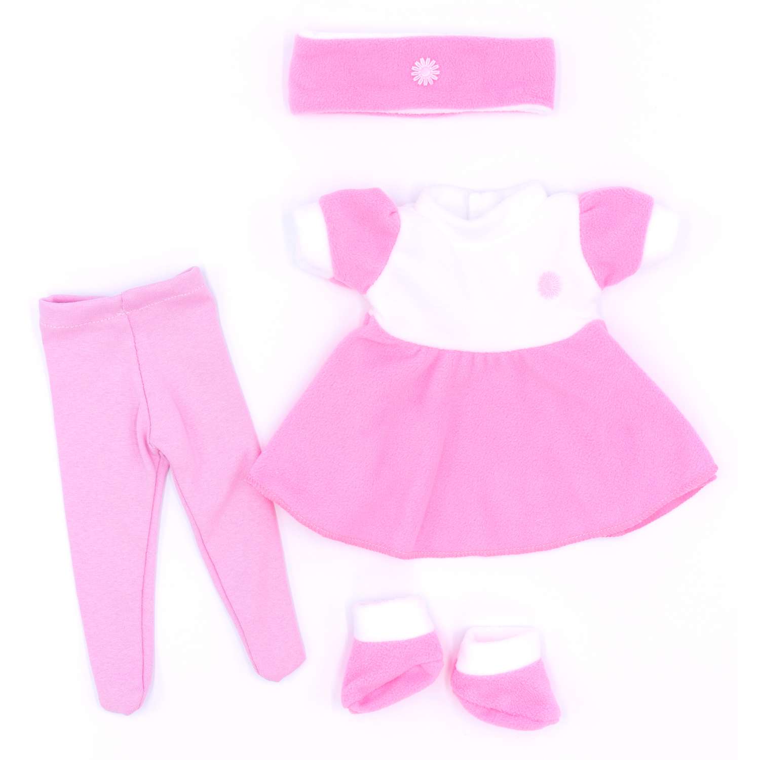 Комплект для пупса Модница 43-48 см: платье колготки повязка на голову и тапочки 6118 розовый-розовый 6118розовый&amp;розовый - фото 2
