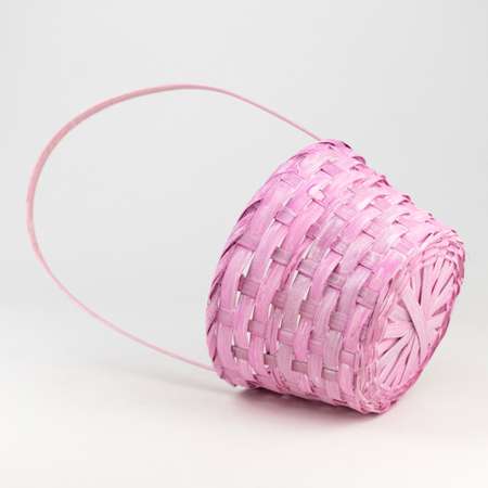 Набор корзин Азалия Декор плетеных из бамбука 3шт D21х10хH36см цвет розовый