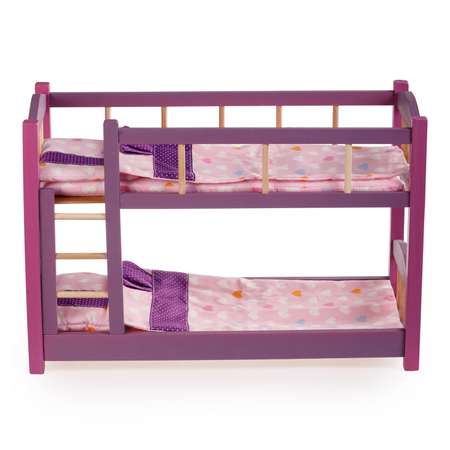 Кроватка для кукол Тутси 2х ярусная фиолетовая деревянная 50х35х23 см