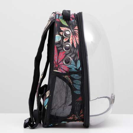 Рюкзак Пижон для переноски животных прозрачный разноцветная листва
