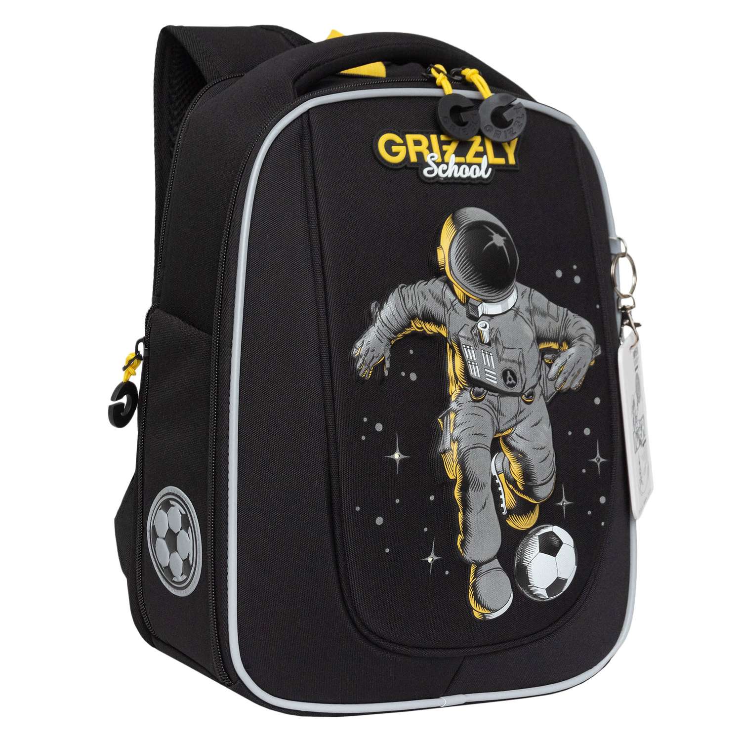 Рюкзак школьный Grizzly Черный-Желтый RAf-393-6/2 - фото 2