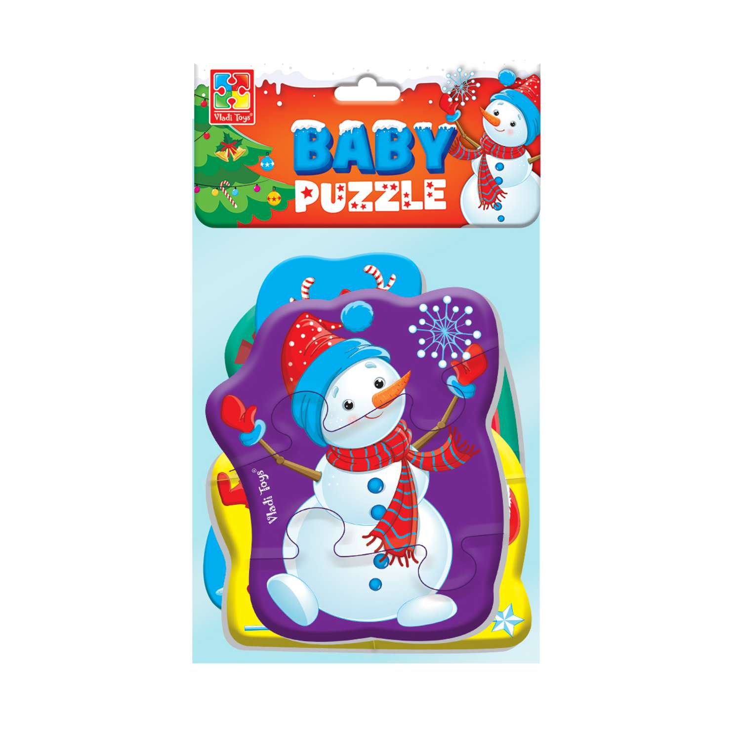 Набор пазлов Vladi Toys Baby puzzle Новогодние приключения 4 картинки 16 элементов - фото 2