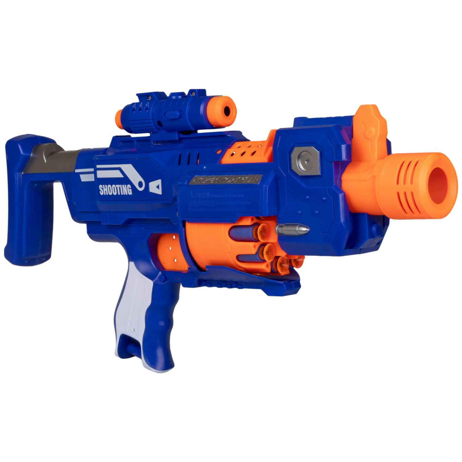 Бластер с мягкими пулями FunMax 1TOY Детское игрушечное оружие пистолет барабан на 10 выстрелов 20 снарядов с присосками - фото 3