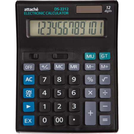 Калькулятор Attache полноразмерный настольный 12 разрядный чёрный 1 шт