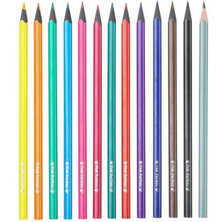 Карандаши цветные Paw Patrol 12 цветов + чернографитный карандаш «Гонщик»
