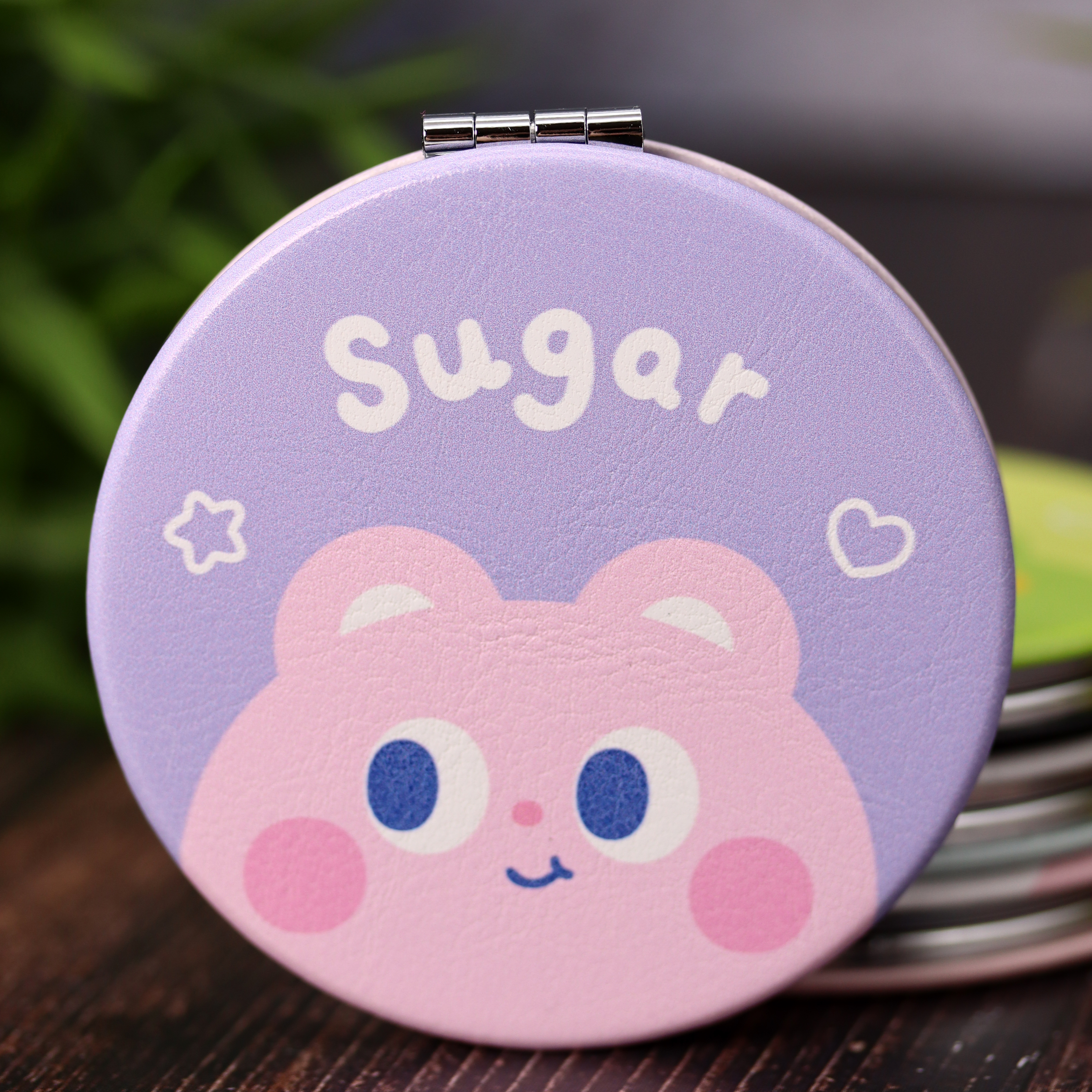 Зеркало карманное iLikeGift Sugar bear purple с увеличением - фото 1