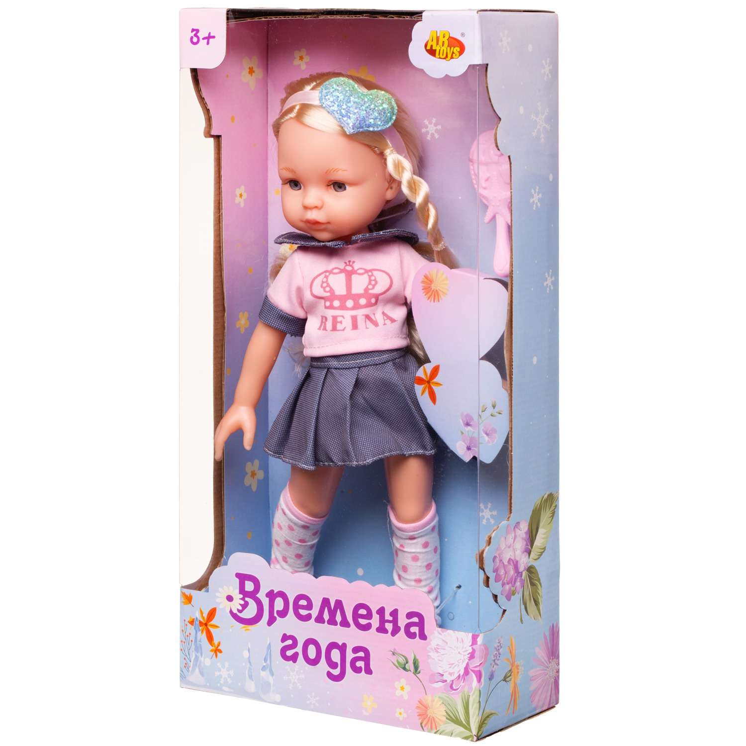 Кукла ABTOYS Времена года 32 см в розовой кофте и джинсовой короткой юбке PT-01855 - фото 2