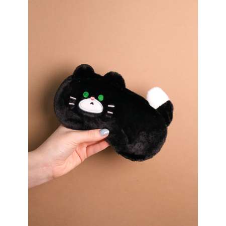 Маска для сна iLikeGift Fluffy cat black с гелевым вкладышем