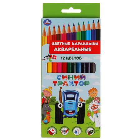 Цветные карандаши Умка Синий Трактор 12 цветов акварельные 308491
