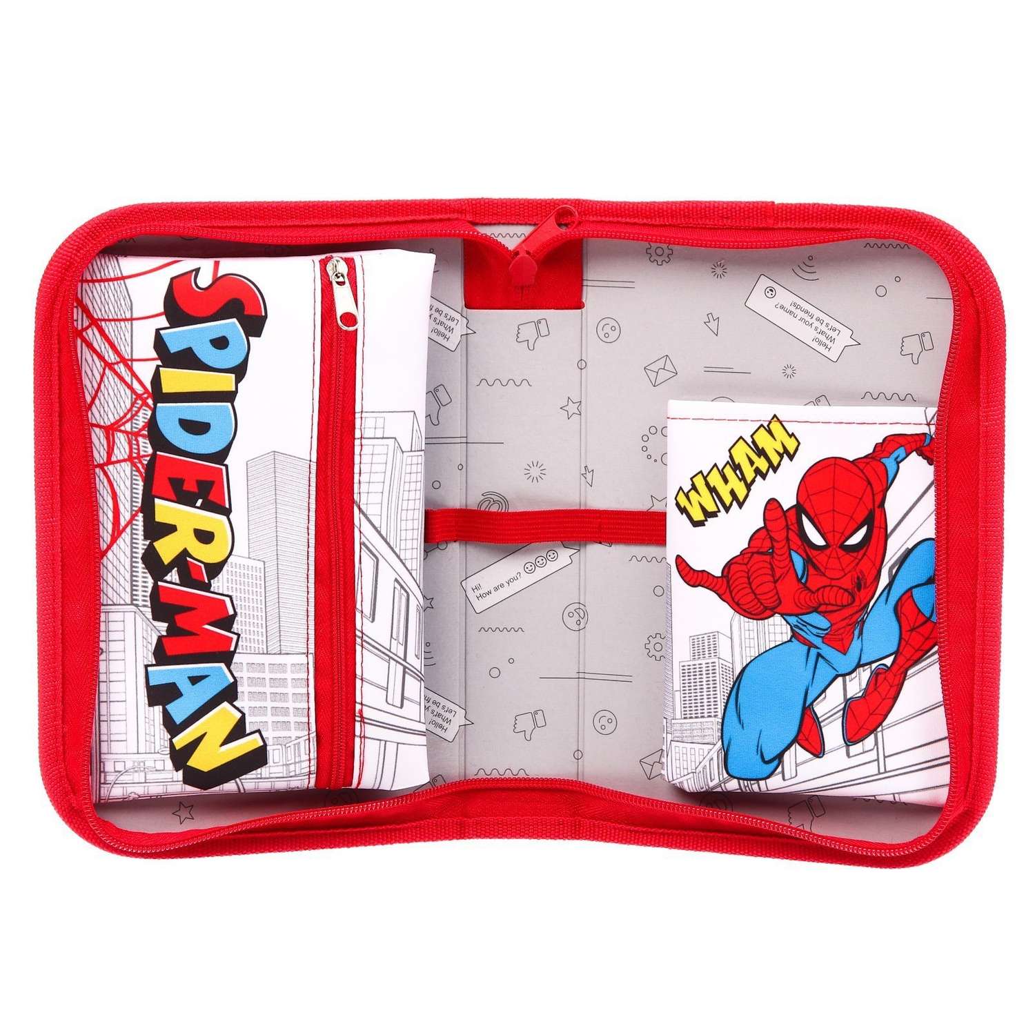 Пенал Marvel каркасный 1 секция откидной карман Человек-паук - фото 2