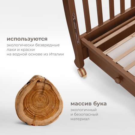 Детская кроватка Nuovita Furore прямоугольная, без маятника (темный орех)
