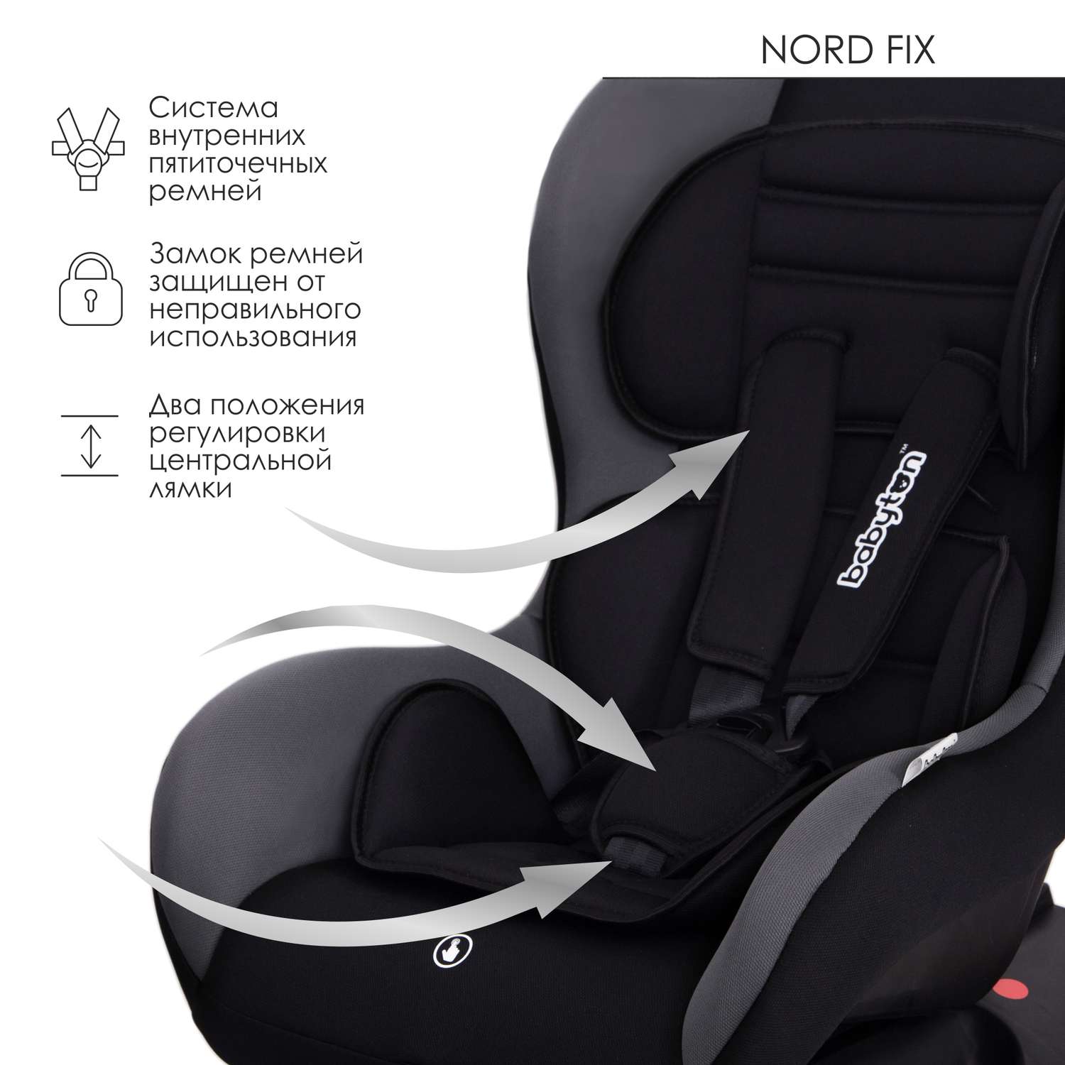 Автокресло Babyton Nord Fix Black-Grey - фото 6