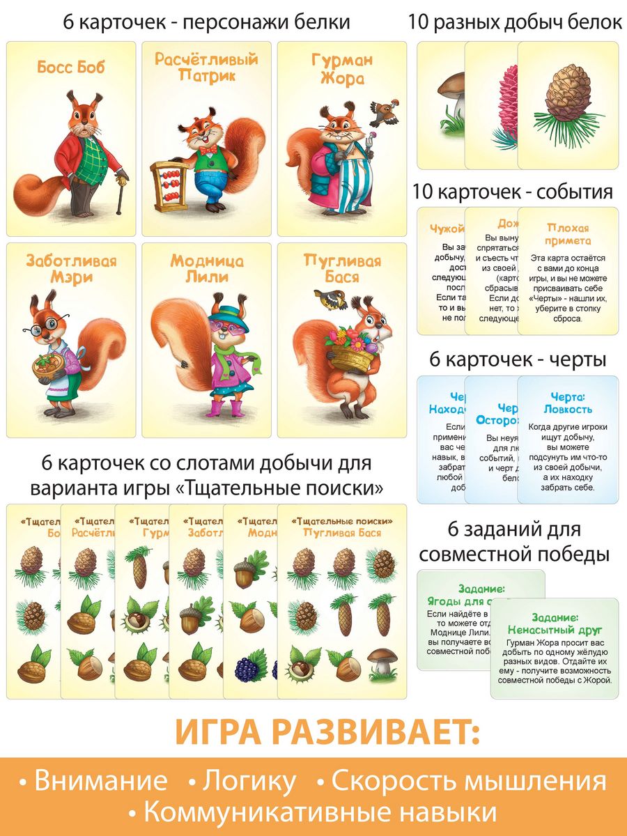 Настольная игра КЛУБ ИДЕЙ Карточная игра "Беличья круговерть" - фото 3