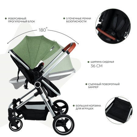 Коляска трансформер Babyton FlexiRide Black-Green