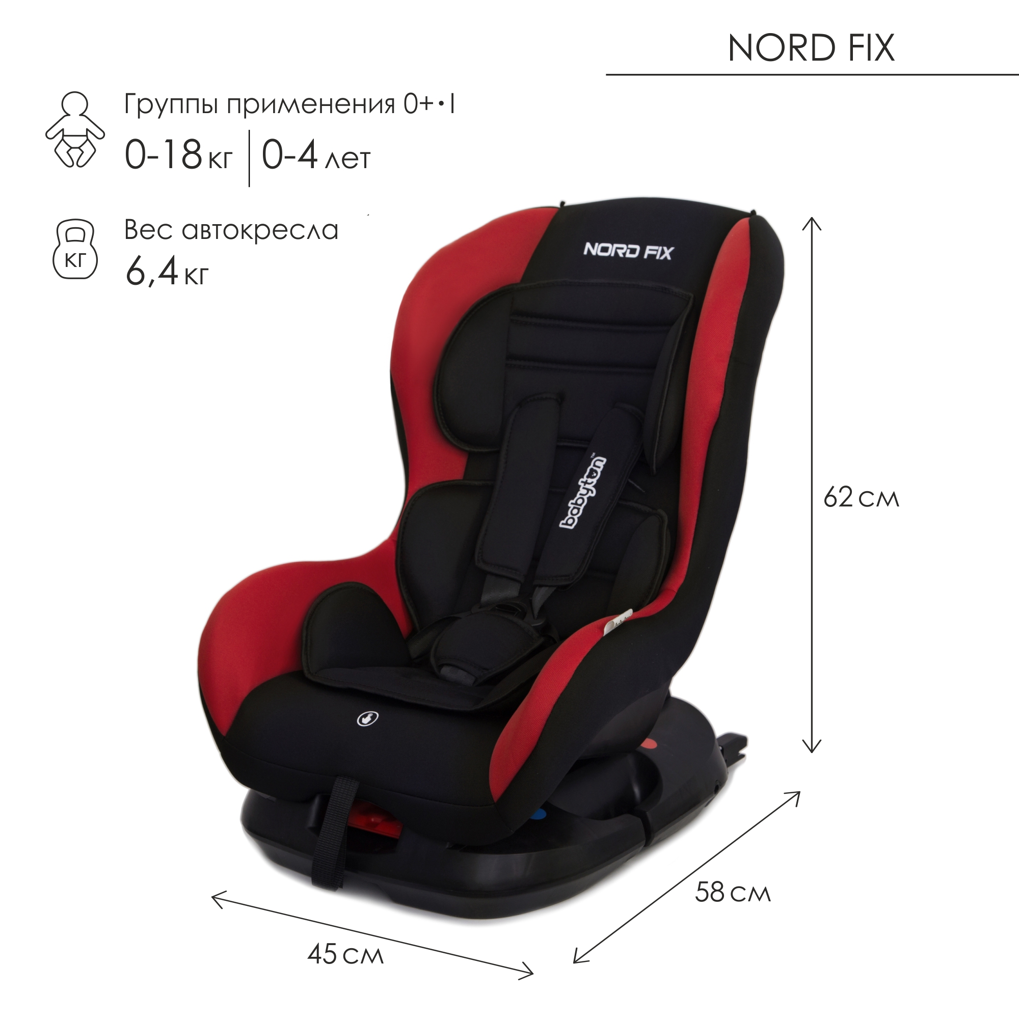 Автокресло Babyton Nord Fix Black-Red - фото 2