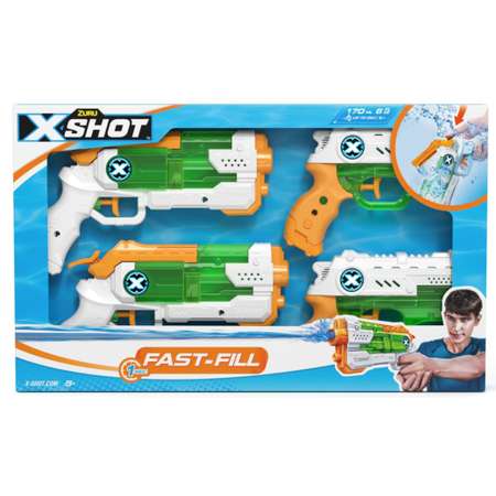 Бластер водный Zuru X-SHOT  Water Фаст Филл 2 шт Нано и 2 шт Микро